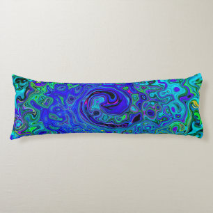 Cojín Trippy Violet Blue Abstract Retro Liquid Swirl