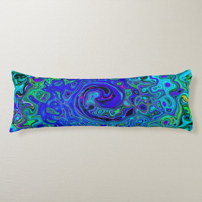 Cojín Trippy Violet Blue Abstract Retro Liquid Swirl (Anverso)