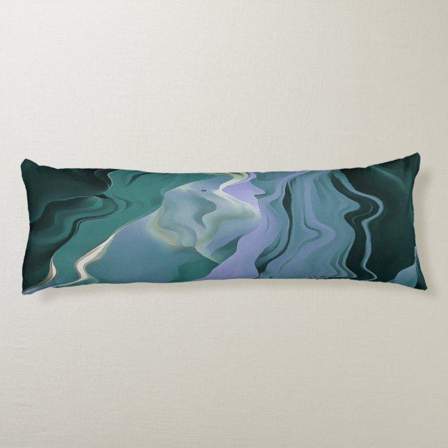 Cojín Turbulencia azul Pour Acrílico Resumen de arte (Reverso)