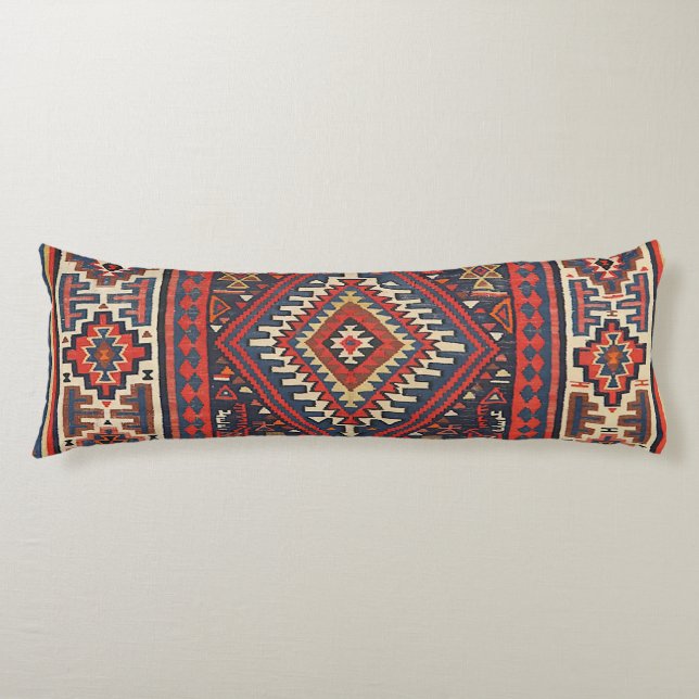 Cojín Turquía Kilim Aztec Red Blue Tan  (Anverso)