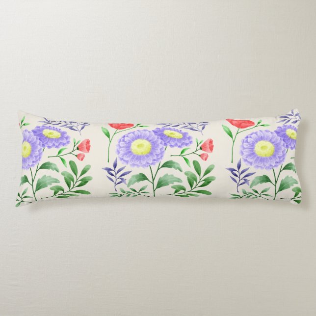Cojín Un conjunto de flores pintadas en acuarela (Anverso)