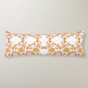 Cojín un papel pintado en blanco y naranja con un diseño