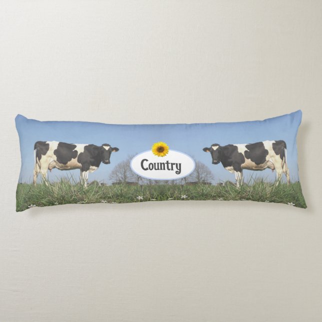 Cojín Vacas del país en azul cielo personalizado (Reverso)