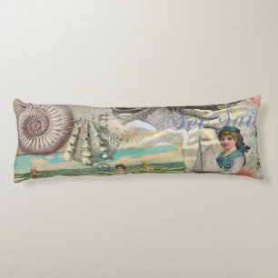 Cojín verano playa vintage pulpo antiguo velero