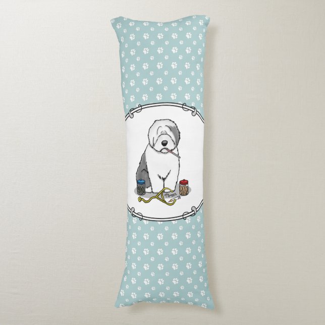 Cojín Veterinario Oveja Inglés Gray 1 Cute Vet (Frente vertical)