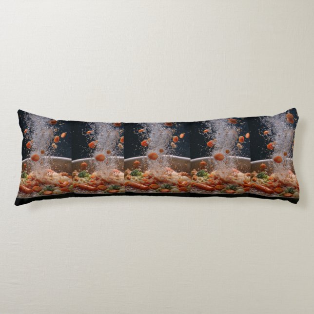 Cojín Vibrant Veggie Explosion Art – Dynamic Boiling Pot (Anverso)