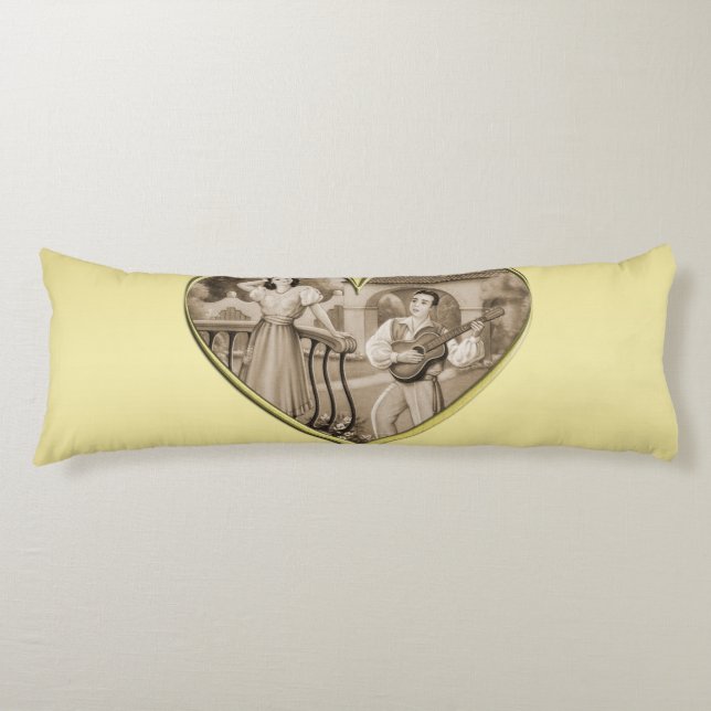 Cojín Viñeta Romance, hombre y mujer, oro (Anverso)