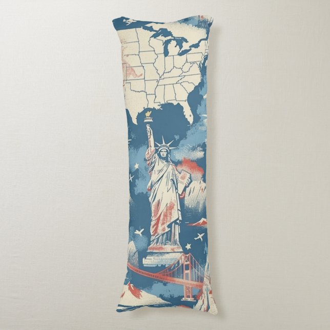 Cojín Vintage American Landmark Pattern - Liberty, Estad (Frente vertical)