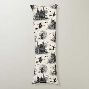 Cojín Vintage Haunted House y Witch Toile Pattern (2)