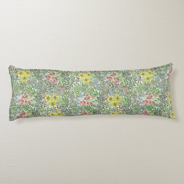 Cojín Vintage William Morris Bower Flores verdes (Reverso)