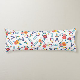 Cojín Vota floral moderna en azul Naranja rosa verde