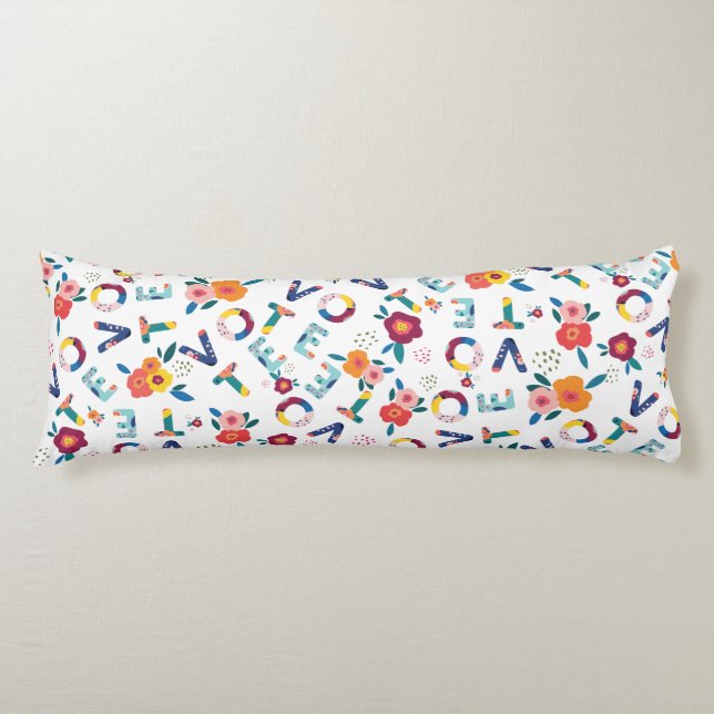 Cojín Vota floral moderna en azul Naranja rosa verde (Anverso)