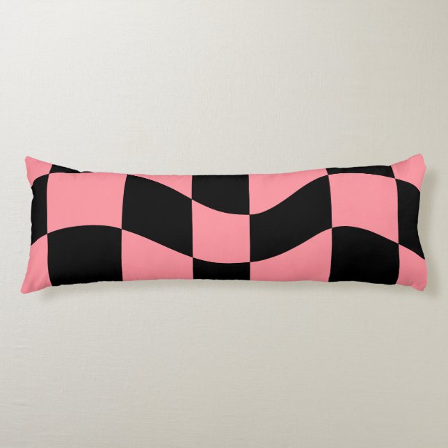 Cojín Warped Checkerboard Throw Pillow Trippy Pink Retro (Anverso)