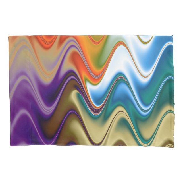 Cojín Wavy Multicolor Abstracto de la funda de almohada (Anverso)