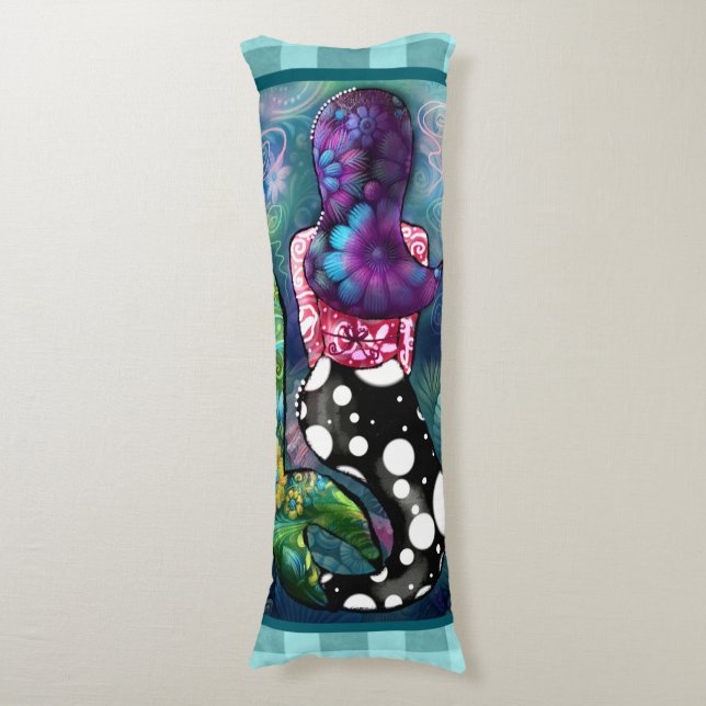 Cojín Whimsical Abstract Mermaid Nautical Teal Seashells (Frente vertical)