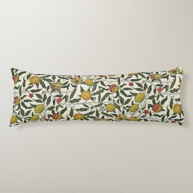 Cojín William Morris Hermosas Flores de Fruta Rojo (Anverso)