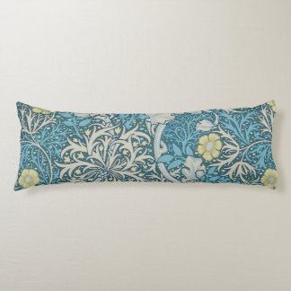 Cojín William Morris, patrón Art Nouveau, algas, azul,f