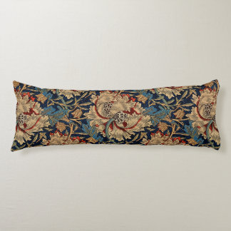 Cojín William Morris Vintage Patrón Floral Azul Rojo