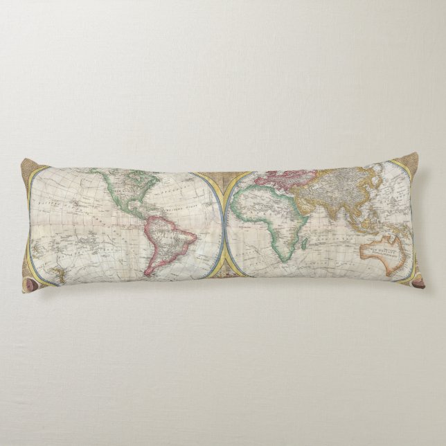 Cojín World Travel Map Antiguo Vintage (Reverso)