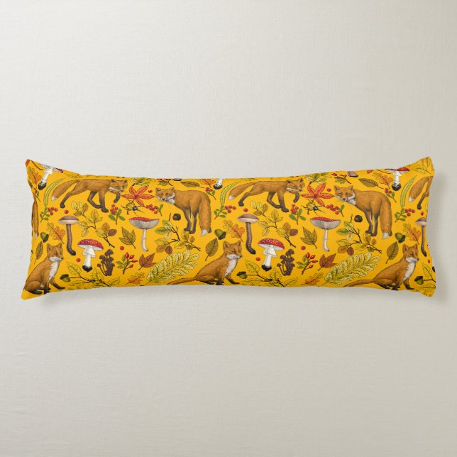 Cojín zorros otoñales sobre el naranja (Anverso)