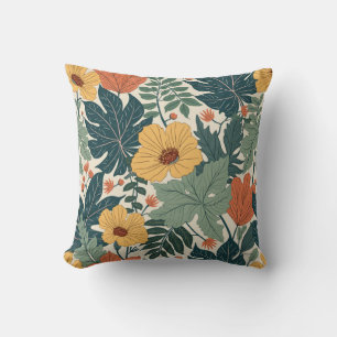 Cojines con pinturas de flores y hojas
