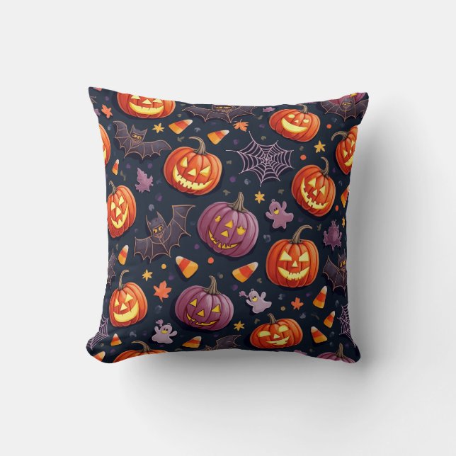 Cojines de patrón de Halloween divertidos (Anverso)