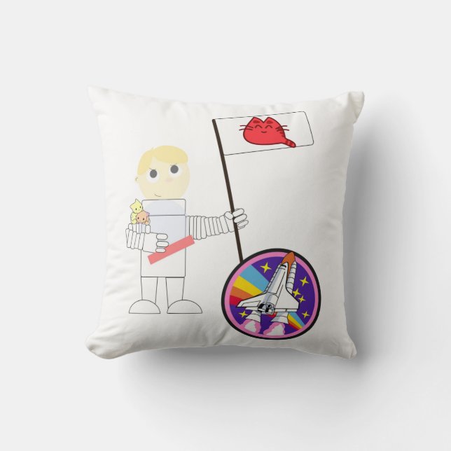 Cojines decorativos Astronauta blanco gato gatito (Anverso)