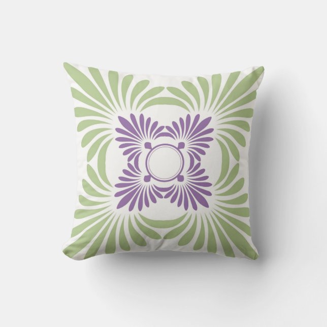 Cojines decorativos florales modernos:Verde morado (Anverso)
