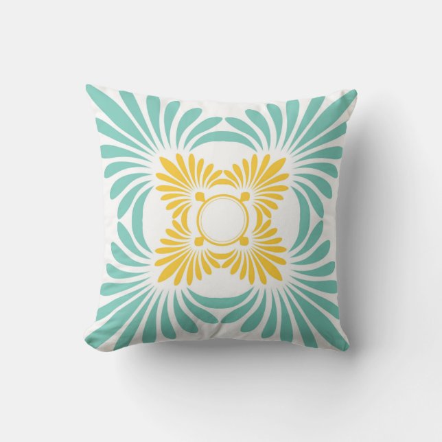 Cojines decorativos florales reversibles:Amarillo  (Anverso)