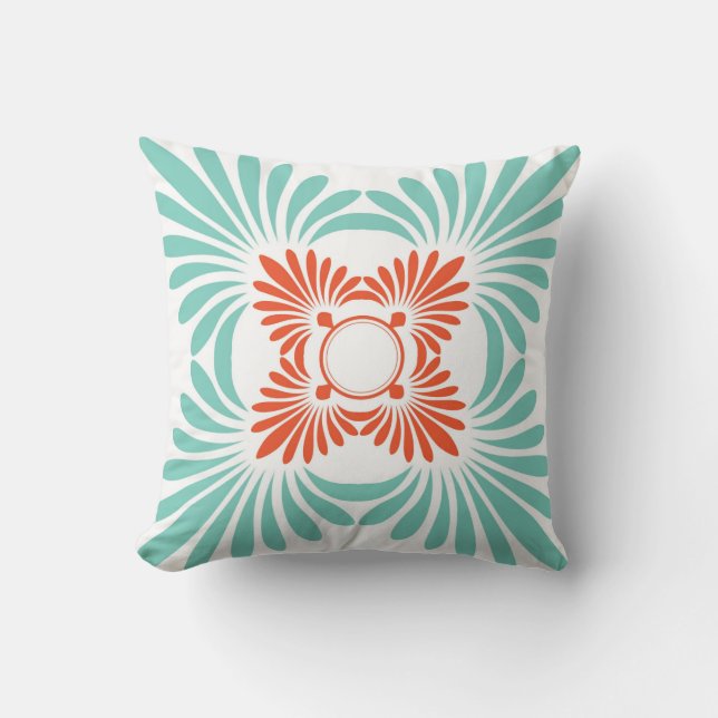 Cojines decorativos florales reversibles:Red Aqua (Anverso)