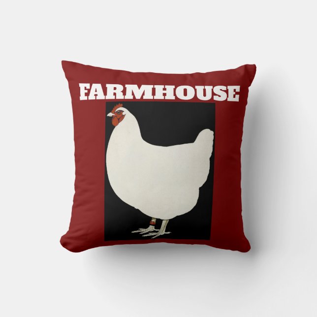 COJINES DECORATIVOS rojos de FARMHOUSE ROOSTER (Anverso)