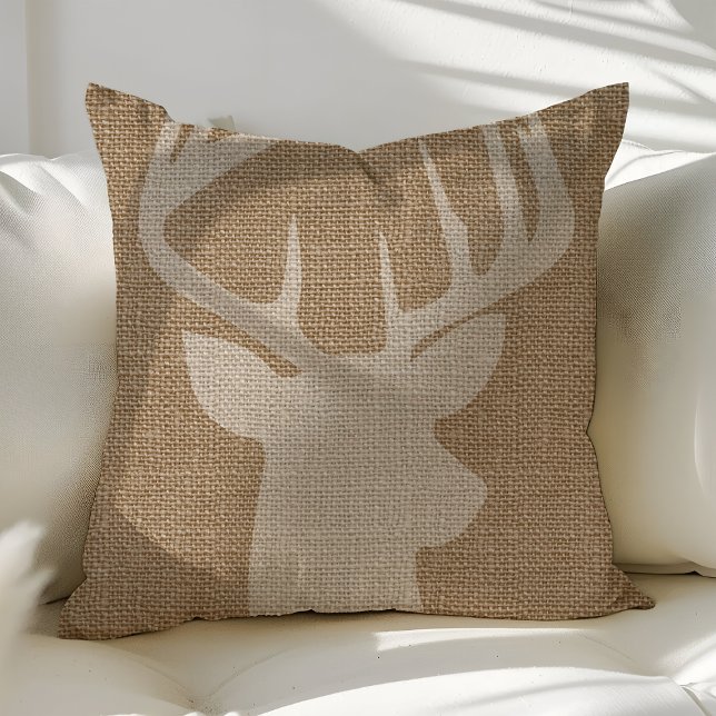 Cojines decorativos Rústicos de Deer Buck Burlap (Subido por el creador)