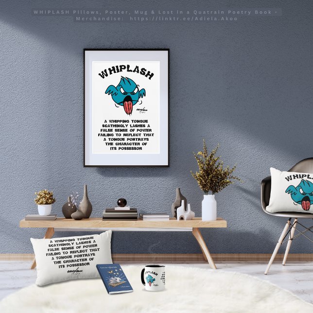 COJINES DECORATIVOS WHIPLASH del poeta Adiela Akoo (Whiplash Pillows, Poster, Mug & Lost in a Quatrain Poetry Book by Poet Adiela Akoo. Get yours now!)