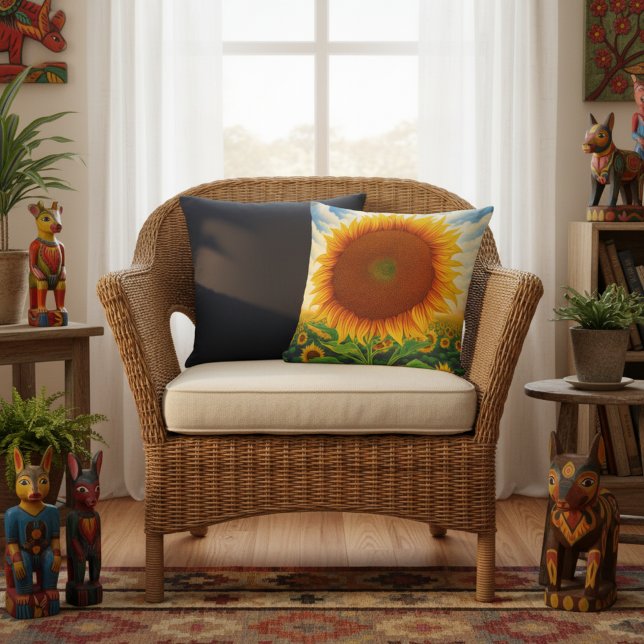 Cojines para Exteriores de Girasoles - Estampa de  (Large sunflower throw pillow.)