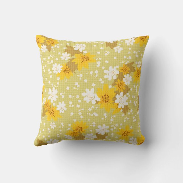 Cojines y almohadas de flor de primavera amarilla (Reverso)