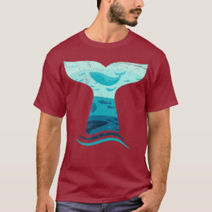 Cola de ballena en ola orca océano en camiseta