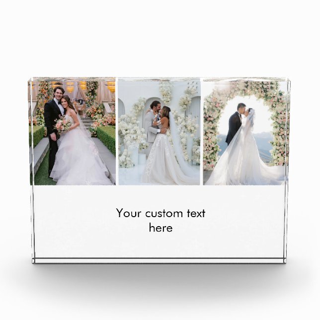 Colage de 3 Fotos Moderno con Texto Personalizado  (Anverso)