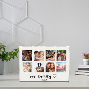 Colage de fotos de familia amor corazón script mar