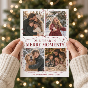 Colage de Fotos de Navidad con Lazo Burgundy Momen