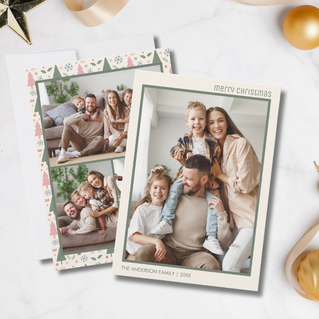 Colage de Fotos de Navidad para la Familia (Christmas 4 Family Photo Collage Holiday Card)
