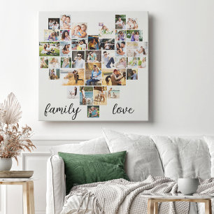 Colage de Fotos en Lienzo con Forma de Corazón de