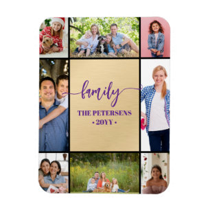 colage de fotos familiares imán negro dorado con l