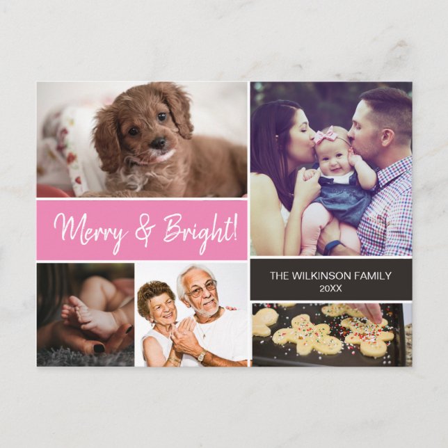 Colage de Fotos Familiares Merry & Bright Navidad  (Anverso)