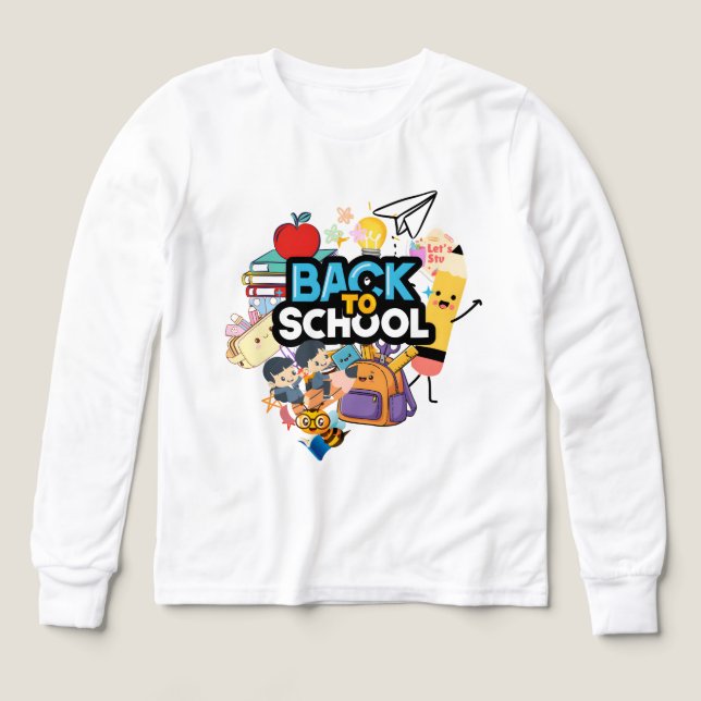 Colage de útiles escolares en forma de corazón par (Diseño frontal)