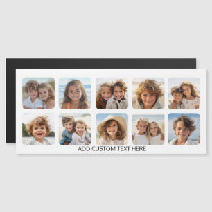 Colaje de 10 fotos con texto simple - imán blanco