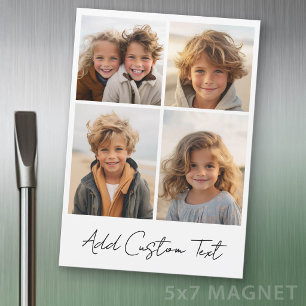 Colaje de 4 fotos - Blanco con imán de tipo Script