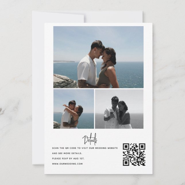 Colaje de Fotos de Boda | Invitaciones con Código  (Reverso)