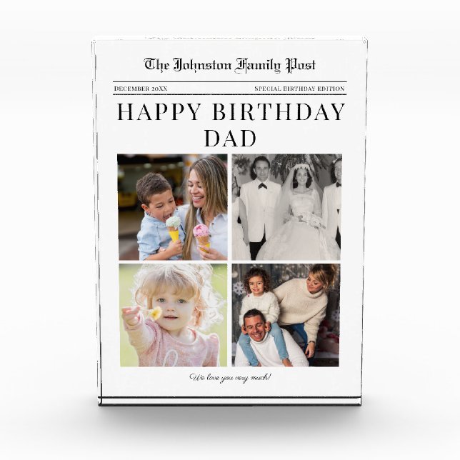Colaje de Fotos de Cumpleaños para Papá en Bloque  (Anverso)
