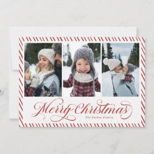 Colaje de fotos de guión de Feliz Navidad con raya
