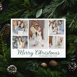 Colaje de fotos de Navidad elegante escritura verd